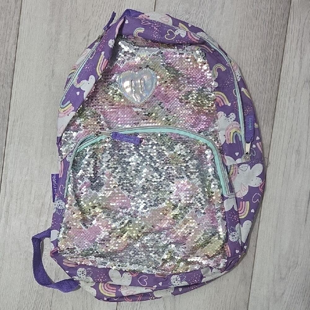 Purple and Silver Sequin Kids Backpack